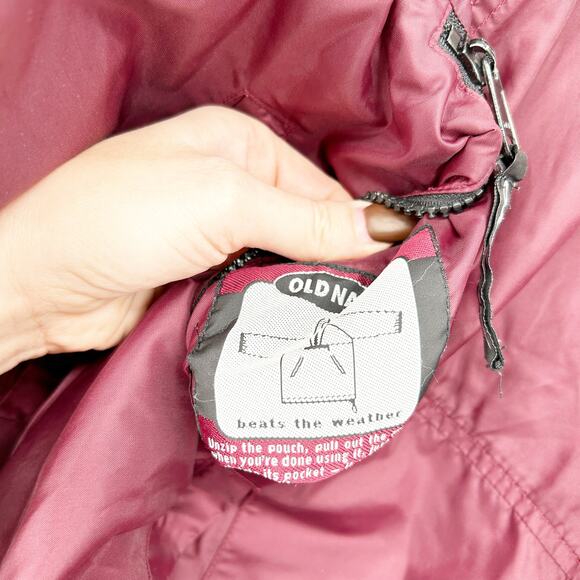 Old Navy Mens Vintage 90s Y2K Packable‎ Anorak Hooded Windbreaker Jacket Size S - Picture 6 of 9